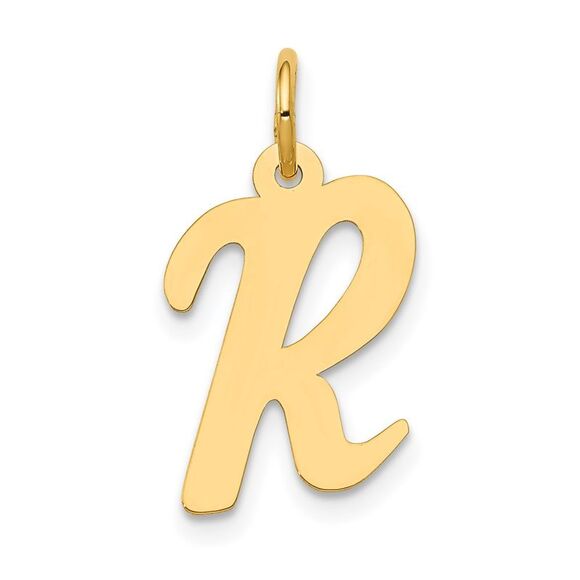 Kazi Luxury 14k Yellow Gold Medium Script Letter R Initial Charm - Picture 1 of 4